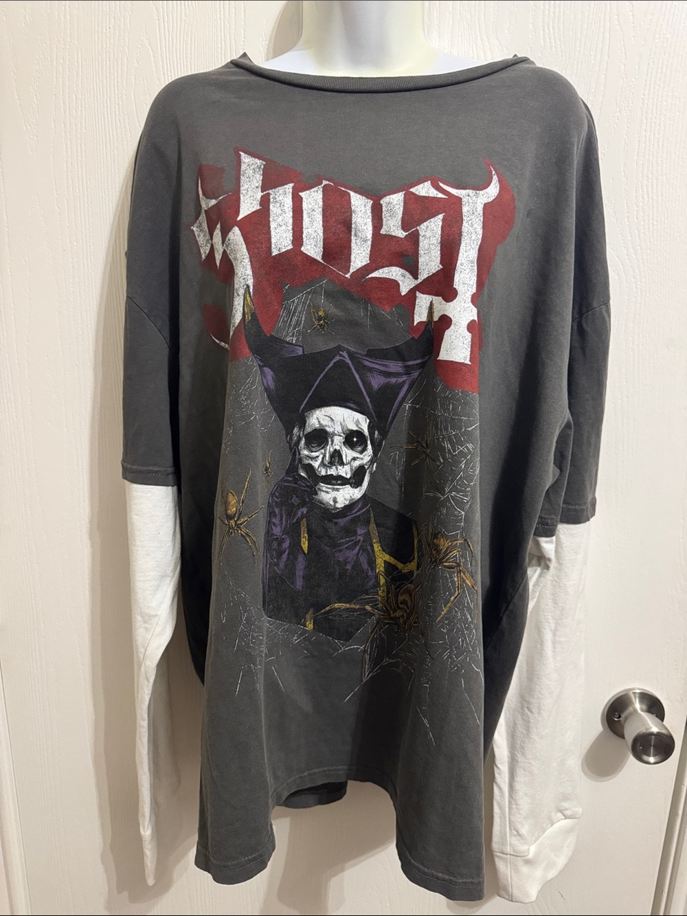 Ghost Papa Emeritus IV Spiderweb Twofer Long-Sleeve T-Shirt NWT Mens Large Goth